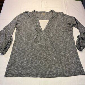 Northcrest black/white/gray long-sleeve shirt with white panel - size:  XL